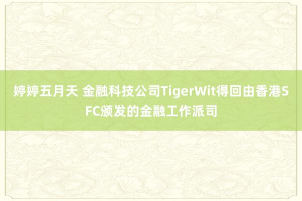 婷婷五月天 金融科技公司TigerWit得回由香港SFC颁发的金融工作派司