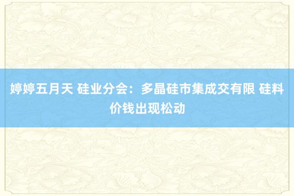 婷婷五月天 硅业分会：多晶硅市集成交有限 硅料价钱出现松动