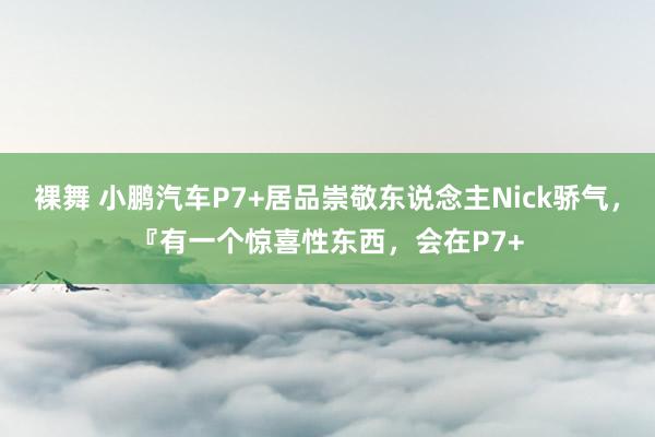 裸舞 小鹏汽车P7+居品崇敬东说念主Nick骄气，『有一个惊喜性东西，会在P7+