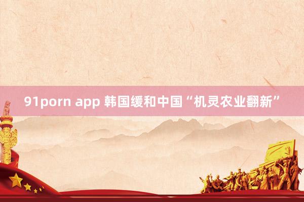 91porn app 韩国缓和中国“机灵农业翻新”