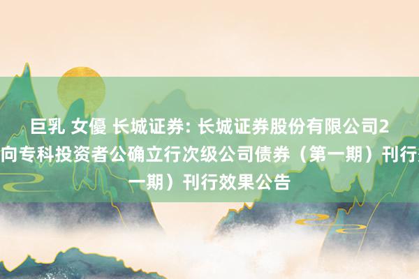 巨乳 女優 长城证券: 长城证券股份有限公司2025年面向专科投资者公确立行次级公司债券(第一期)刊行效果公告
