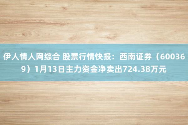 伊人情人网综合 股票行情快报：西南证券（600369）1月13日主力资金净卖出724.38万元