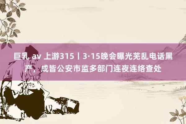 巨乳 av 上游315丨3·15晚会曝光芜乱电话黑产，成皆公安市监多部门连夜连络查处