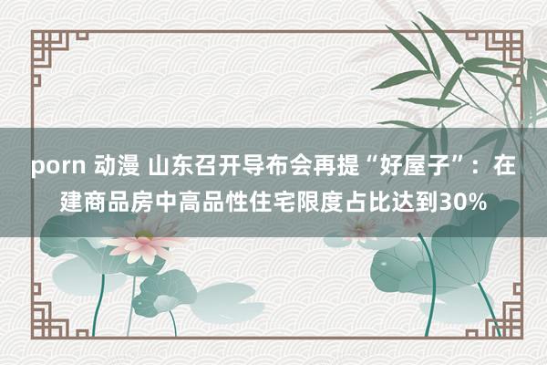 porn 动漫 山东召开导布会再提“好屋子”：在建商品房中高品性住宅限度占比达到30%