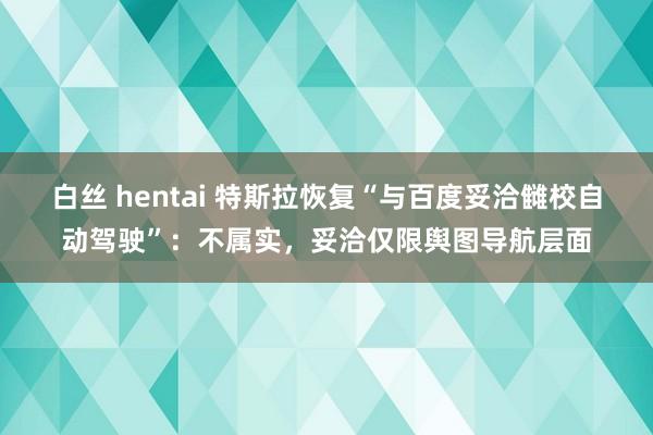 白丝 hentai 特斯拉恢复“与百度妥洽雠校自动驾驶”：不属实，妥洽仅限舆图导航层面