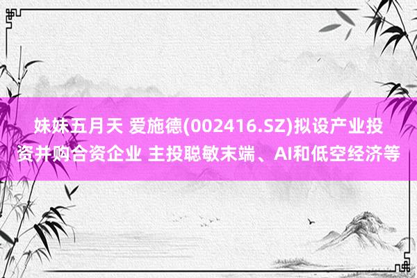 妹妹五月天 爱施德(002416.SZ)拟设产业投资并购合资企业 主投聪敏末端、AI和低空经济等