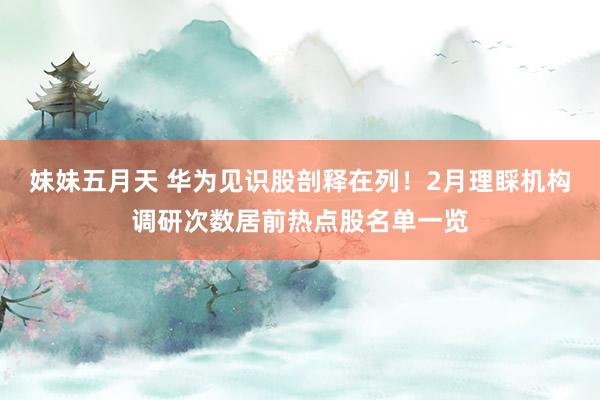 妹妹五月天 华为见识股剖释在列！2月理睬机构调研次数居前热点股名单一览