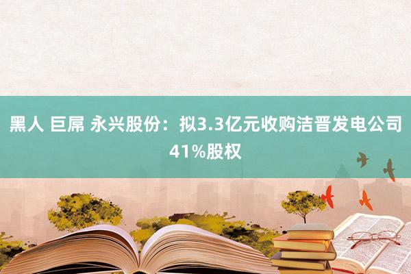 黑人 巨屌 永兴股份：拟3.3亿元收购洁晋发电公司41%股权