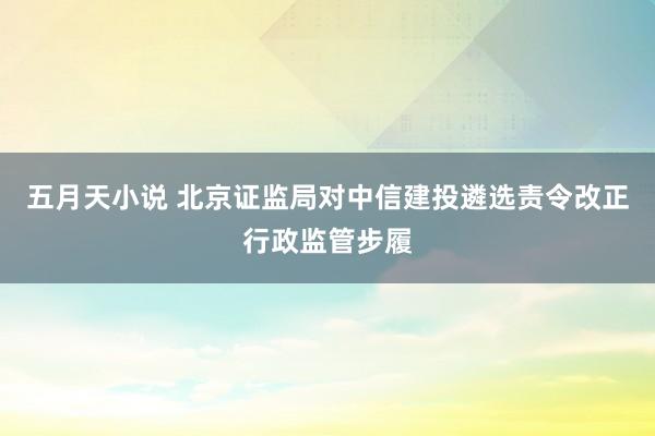五月天小说 北京证监局对中信建投遴选责令改正行政监管步履