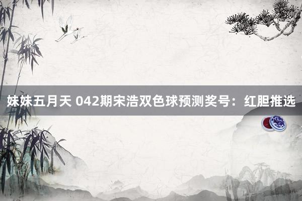 妹妹五月天 042期宋浩双色球预测奖号：红胆推选